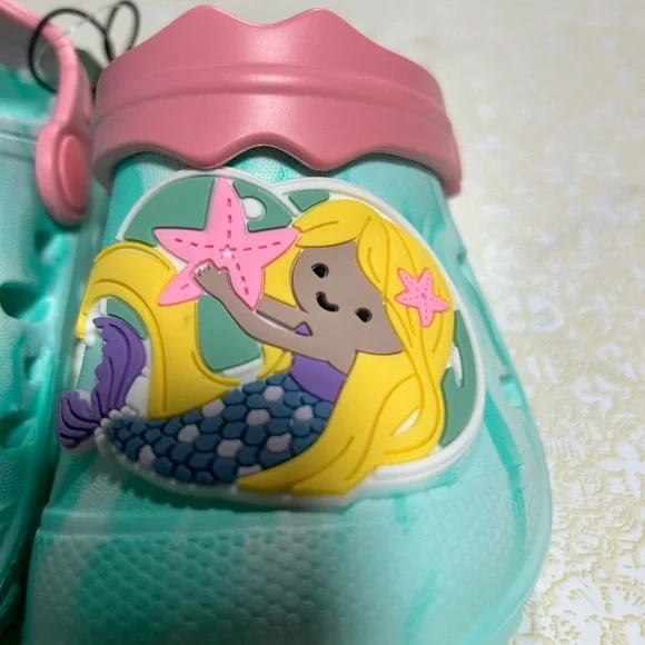 Kids' Mermaid Clogs with Pink and Aqua Accents - Picture 4 of 6